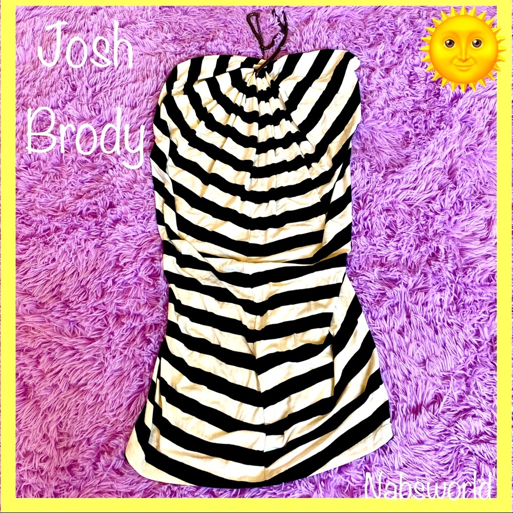 NWT:JOSH BRODY BLACK & WHITE STRIPED  DRESS with ADJUSTABLE CHAIN HALTER NECK🌞